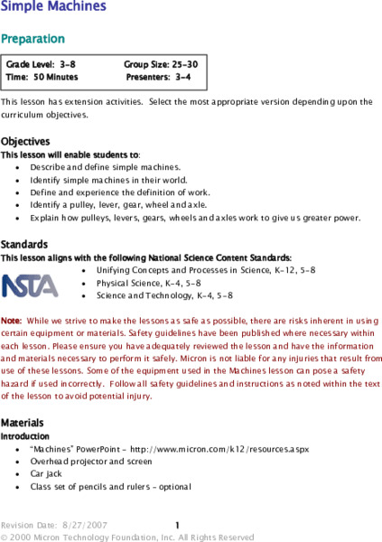 Simple Machines Lesson Plan