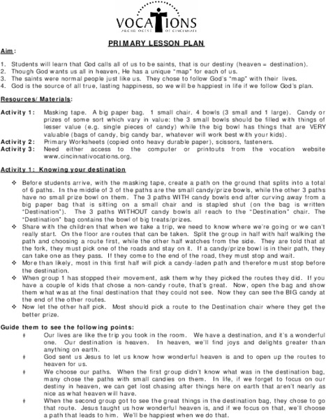 All in Heaven Lesson Plan