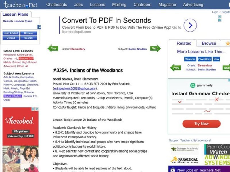 Indians of the Woodlands Lesson Plan