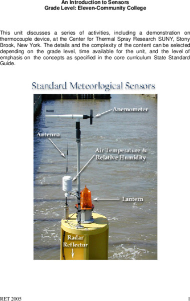 An Introduction to Sensors Lesson Plan