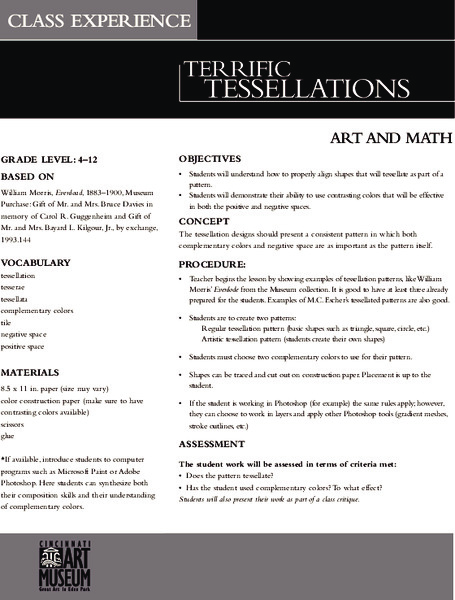 Terrific Tessellations Lesson Plan