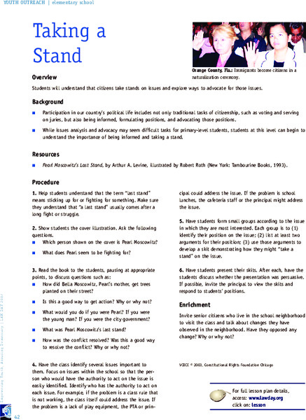 Taking a Stand Lesson Plan