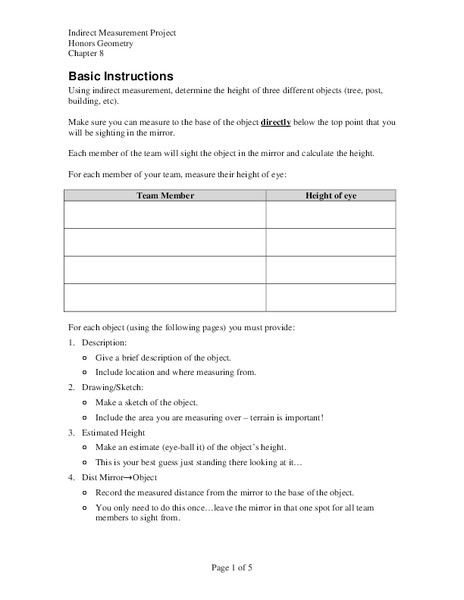 Indirect Measurement Worksheet