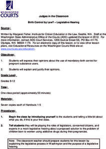 Birth Control By Law? - Legislative Hearing Lesson Plan