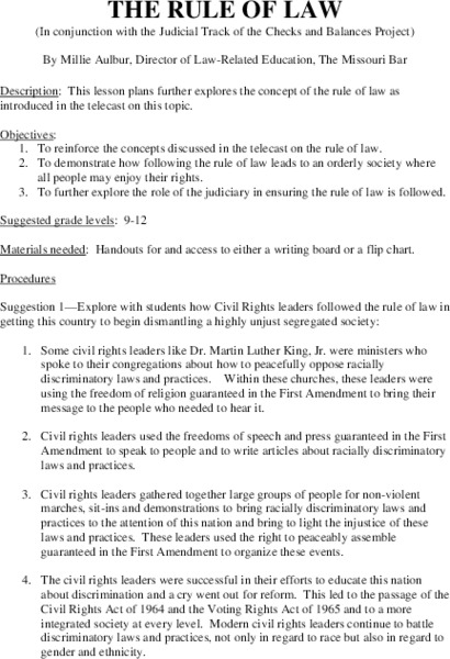 The Rule of Law Lesson Plan