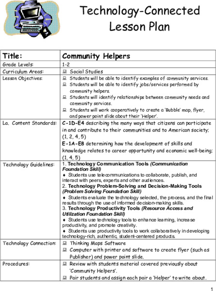 Community Helpers Lesson Plan