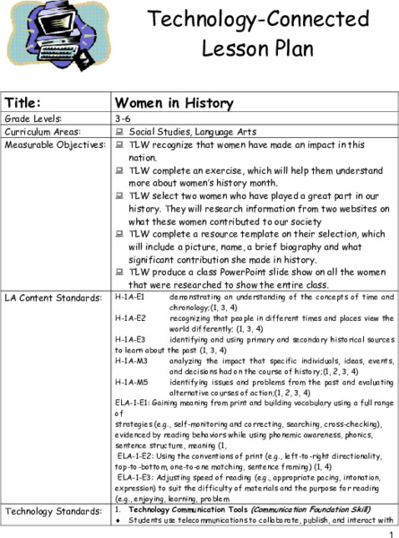 Women in History Lesson Plan