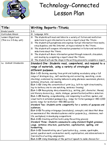Titanic Lesson Plan
