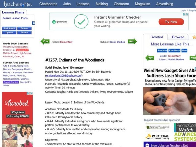 Indians of the Woodlands Lesson Plan