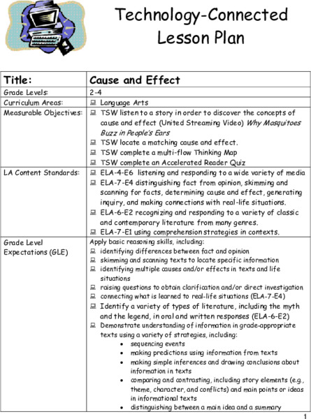 Cause and Effect Lesson Plan