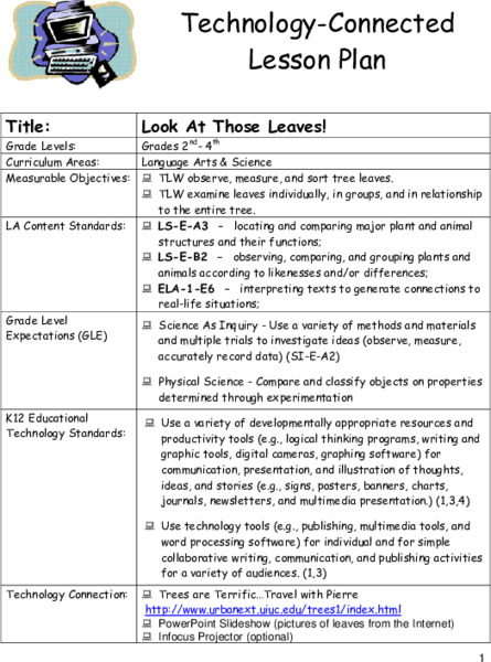Look At Those Leaves! Lesson Plan