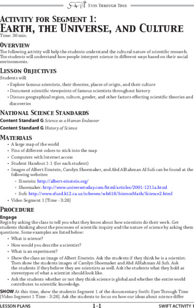 Earth, the Universe, and Culture Lesson Plan