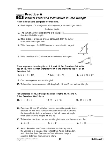 Indirect Proof and Inequalities in One Triangle Lesson Plan