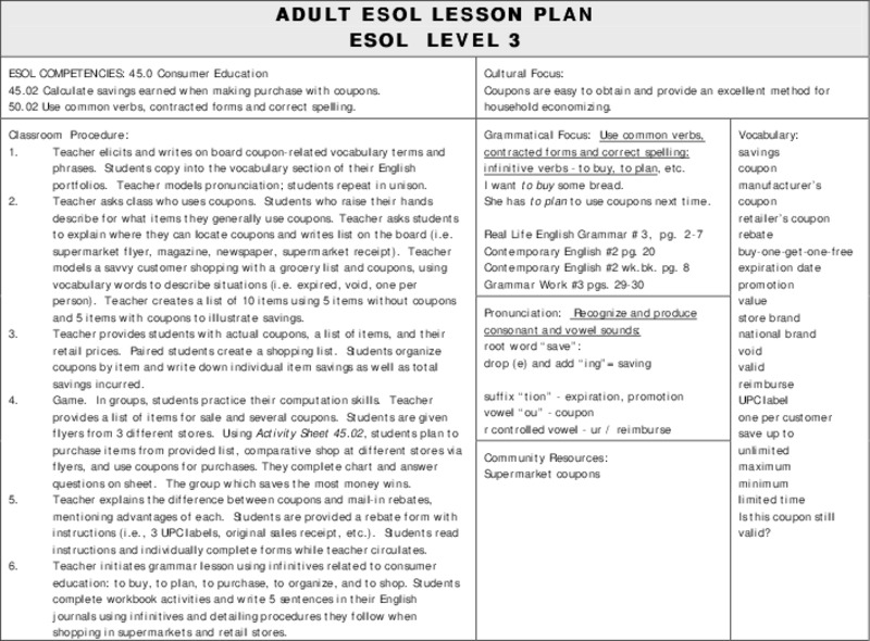Clipping Coupons Lesson Plan