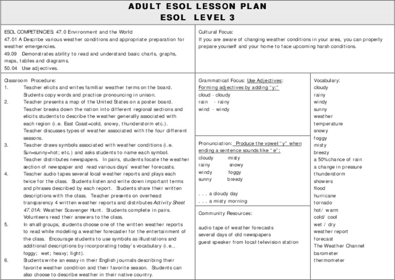 Weather Conditions Lesson Plan