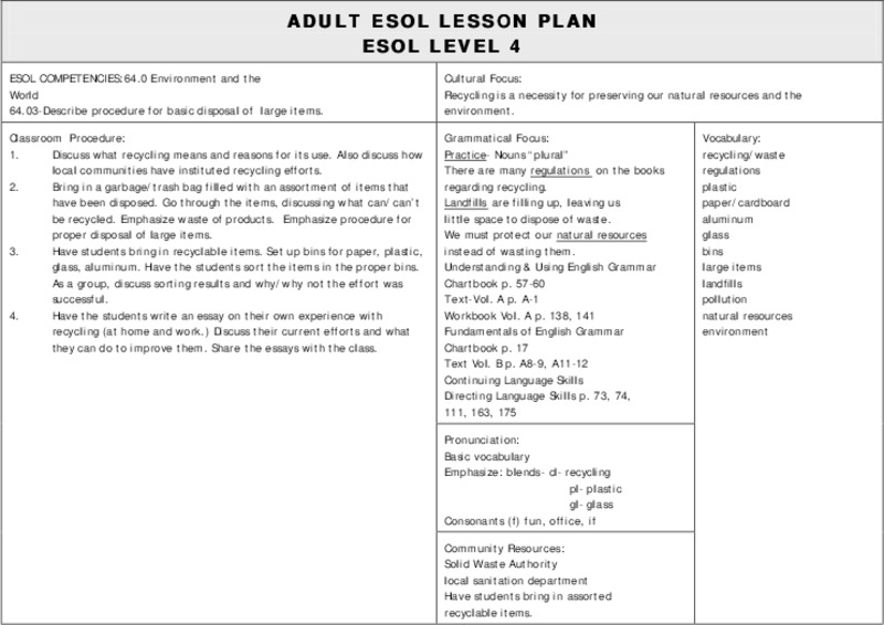 Recycling Lesson Plan
