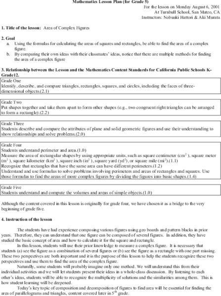 Area of Complex Figures Lesson Plan