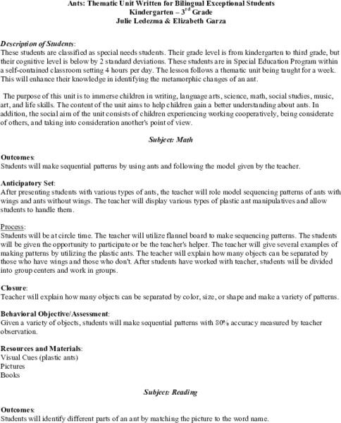 Ants Lesson Plan