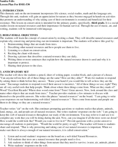 Conservation Lesson Plan