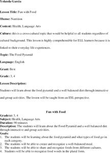 Fun With Food Lesson Plan