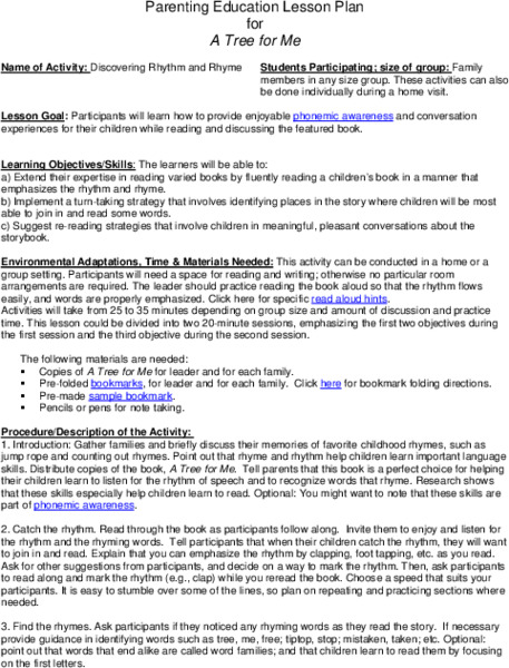 Discovering Rhythm and Rhyme Lesson Plan