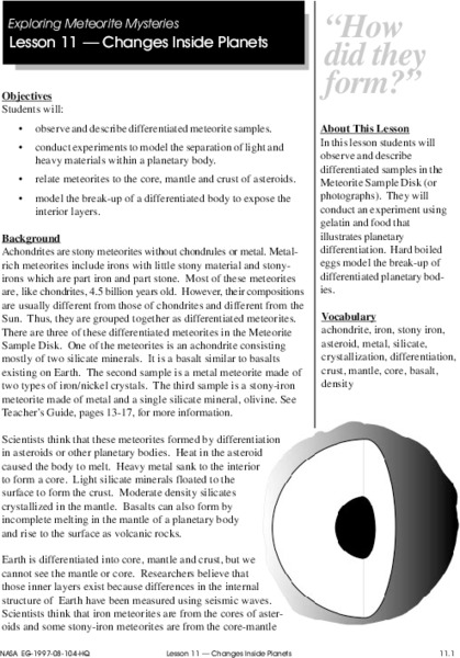 Changes Inside Planets Lesson Plan