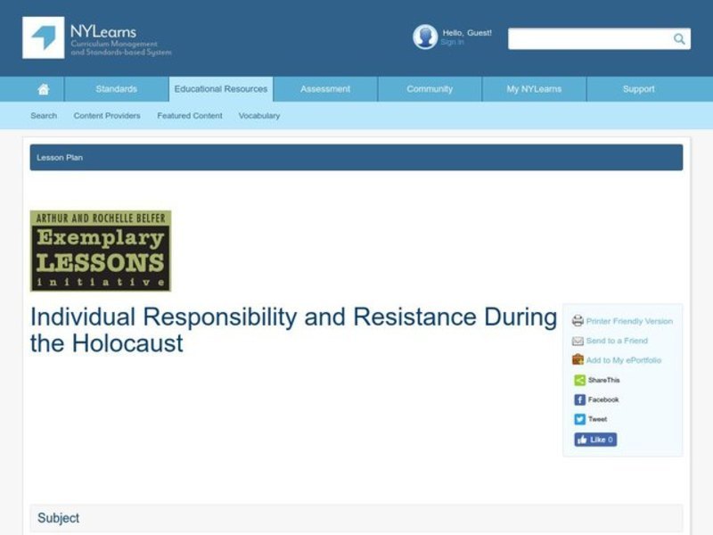 Individual Responsibility and Resistance During the Holocaust Lesson Plan