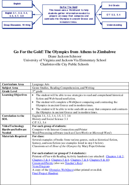 Go For The Gold! Lesson Plan