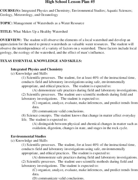 What Makes Up a Healthy Watershed Lesson Plan