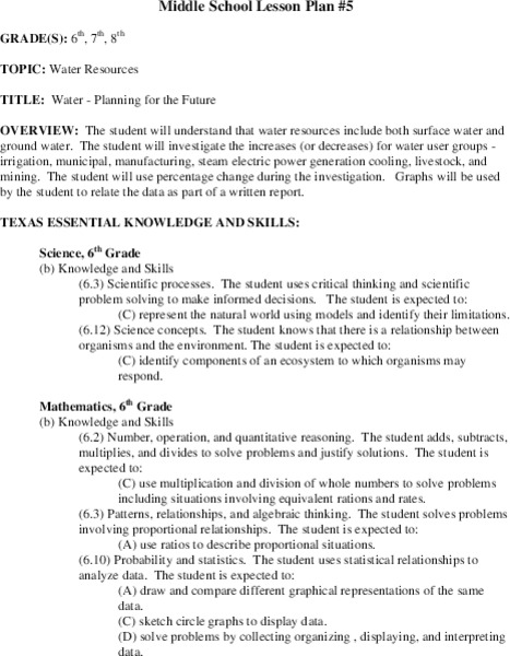 Water - Planning for the Future Lesson Plan