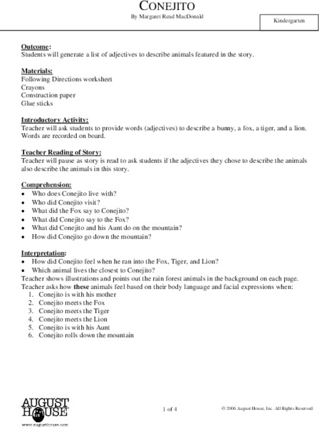 Conejito Lesson Plan