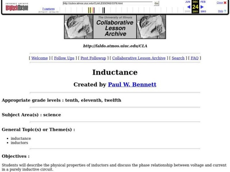 Inductance Lesson Plan