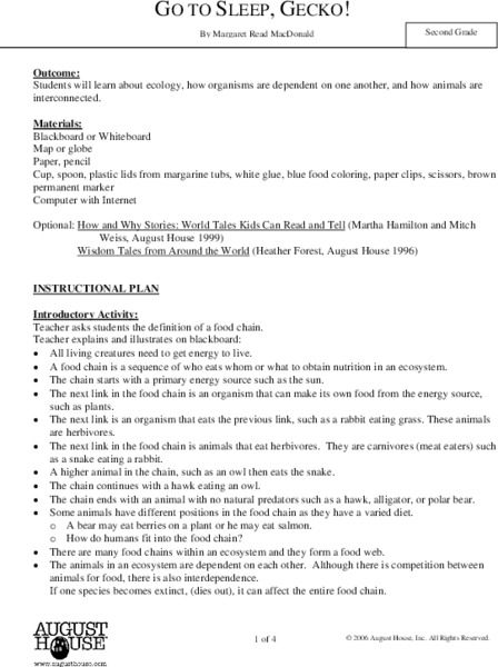 Go To Sleep, Gecko! Lesson Plan