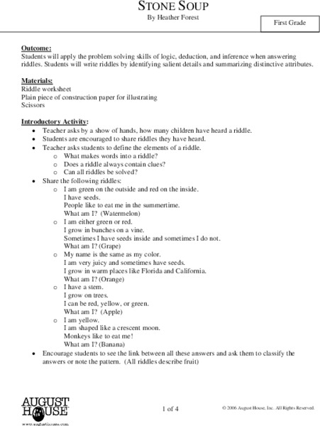 Stone Soup Lesson Plan
