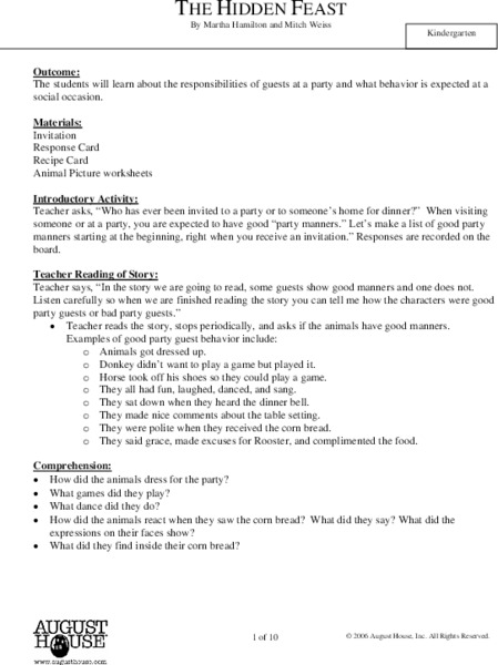 The Hidden Feast Lesson Plan