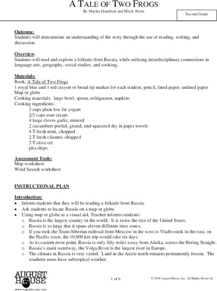 A Tale of Two Frogs Lesson Plan