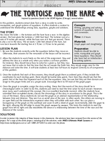 The Tortoise And The Hare Lesson Plan