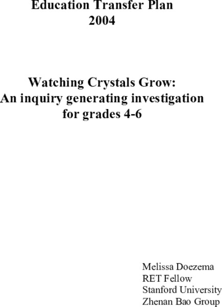Watching Crystals Grow Lesson Plan