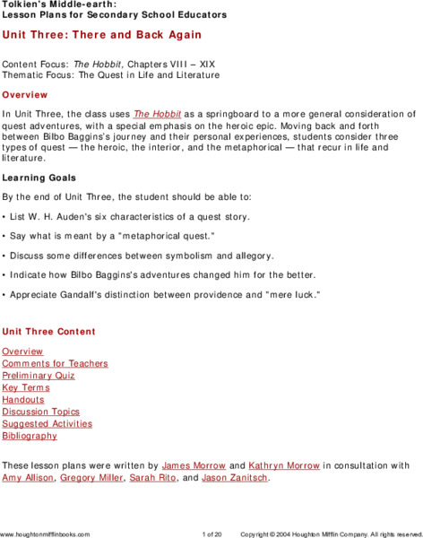 The Hobbit Lesson Plan