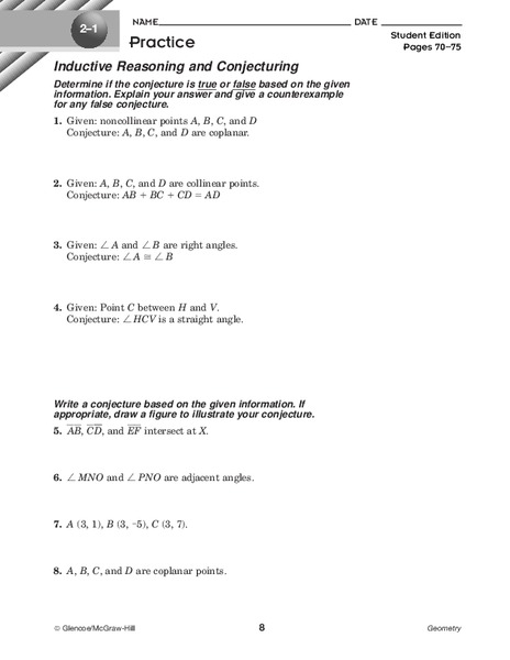 Inductive Reasoning and Conjecturing Worksheet