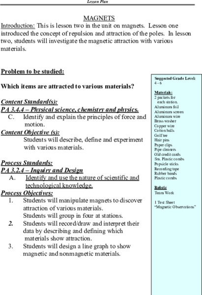 Magnets Lesson Plan