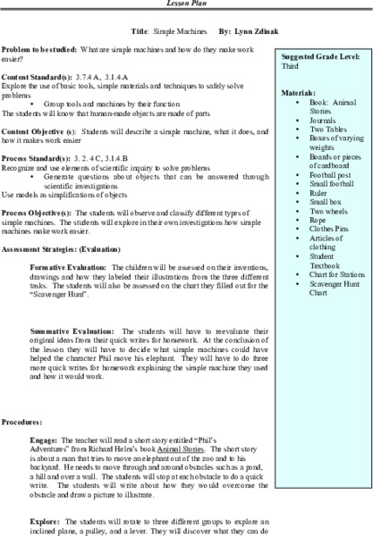 Simple Machines Lesson Plan