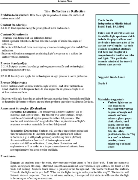 Reflections Lesson Plan