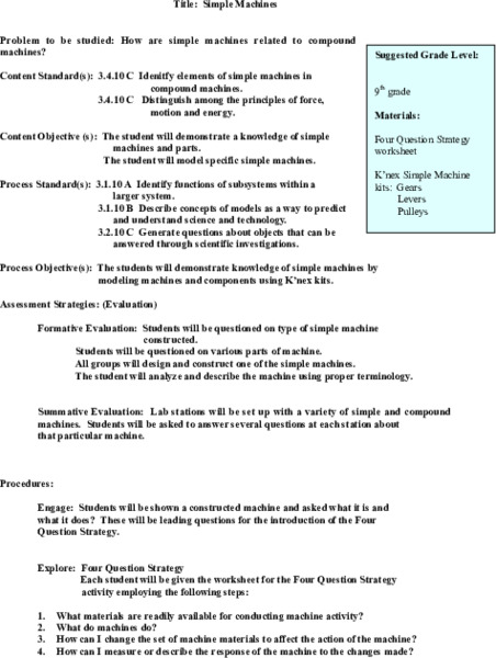 Simple Machines Lesson Plan