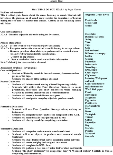 Sound Lesson Plan
