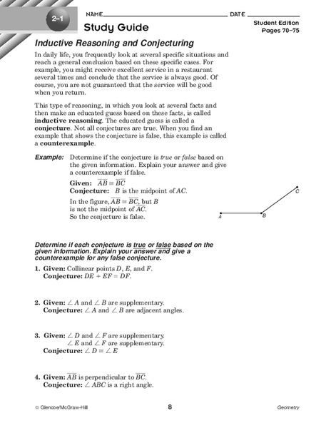 Inductive Reasoning and Conjecturing Worksheet