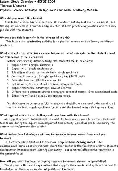 Design Your Own Rube Goldberg Machine Lesson Plan