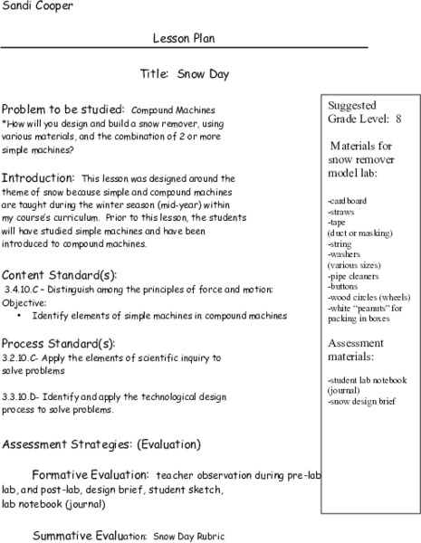 Snow Day Lesson Plan