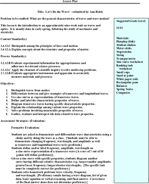 Let's Do the Wave! Lesson Plan