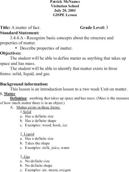 A Matter of Fact Lesson Plan